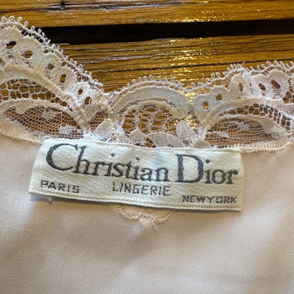 Vintage Christian Dior Light Pink Lace Trim Satin Chemise size medium made inUSA - Picture 8 of 9
